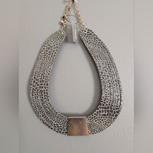 Chico's Malika Bib Animal Print Necklace NWT